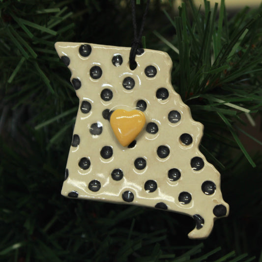 Handmade Missouri polka dot ornament
